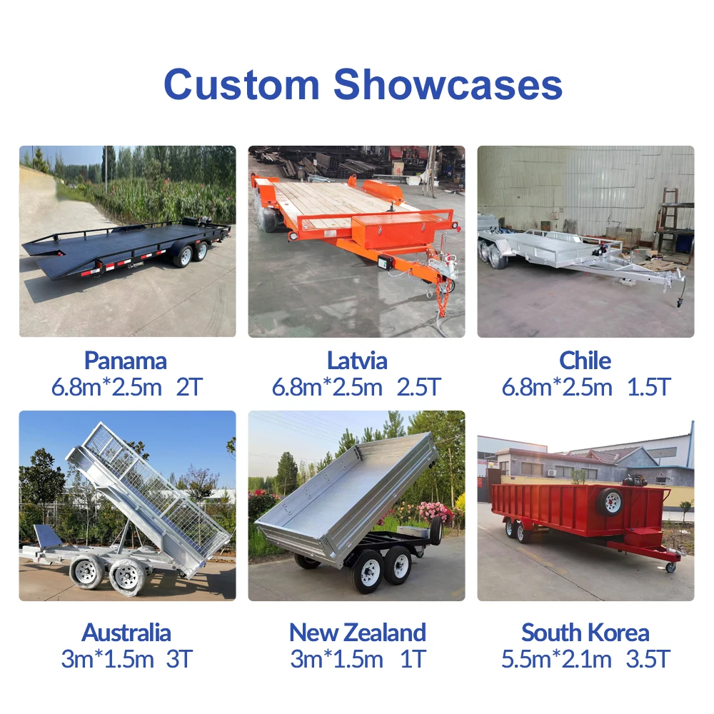 Hot Selling Tandem Axle Tipper Trailer Four Wheel Tractor Farm Trailer 10 Foot Dump Trailer for Farm