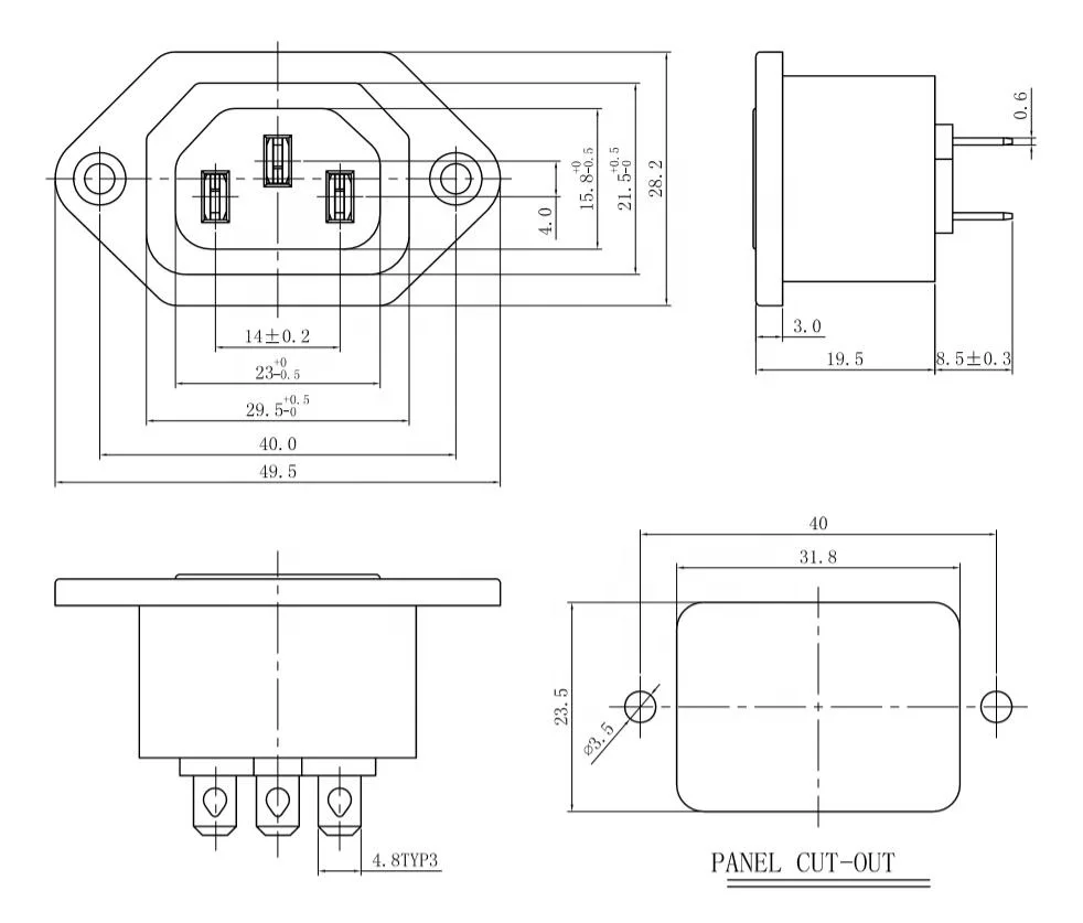 10A250V IEC60320 C13 AC Power Socket Screw Type Plug Adapter Power Socket IEC C14 C13 Female Plug Holder 3 PIN  Socket