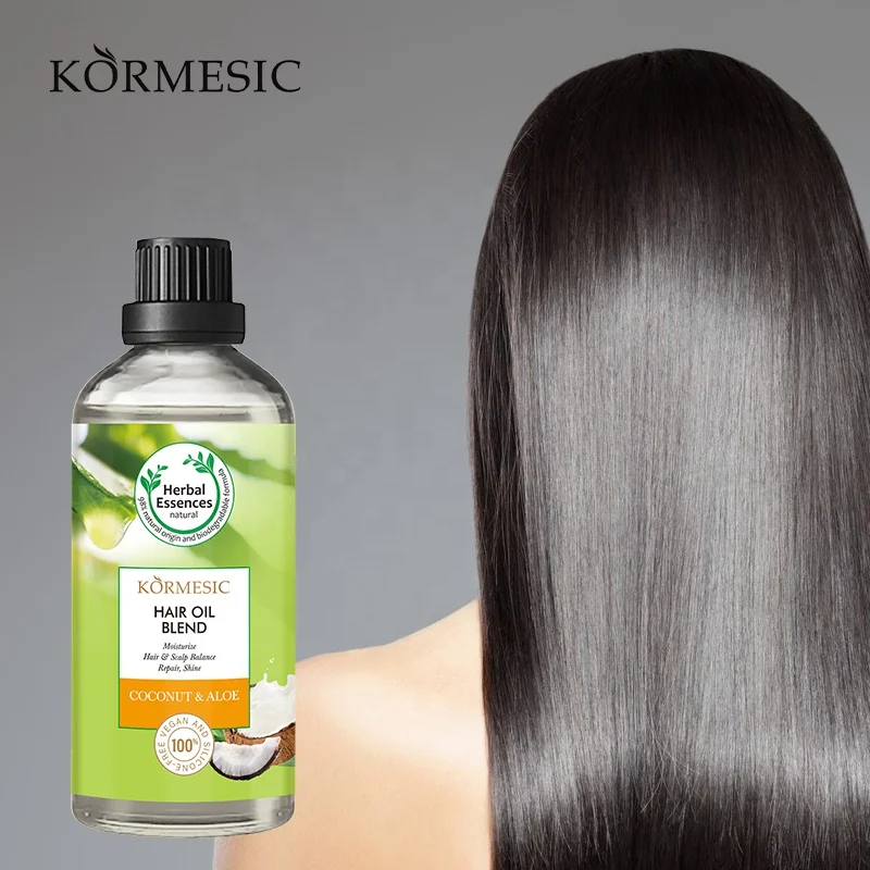 OEM ODM  Professional Nature Hair Care Deep Coconut Oil Aloe Vera Hair Care Essential Oil  Large Bottle Hair Growth Oil 100ml
