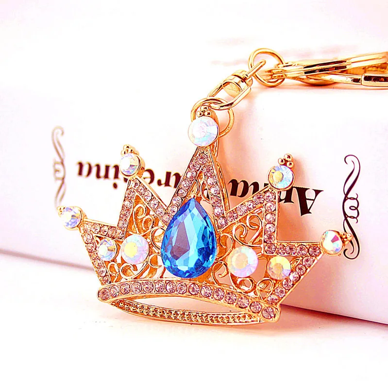 Bling Bling Crystal White Queen Crown Keychain Key Ring with Velvet Bag  MZ857-1
