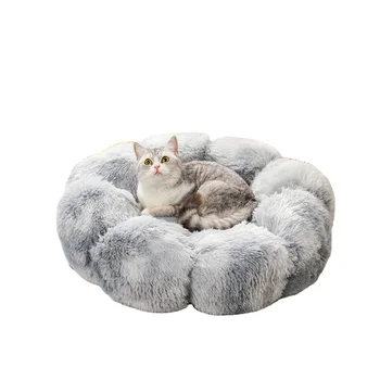 Wholesale Cat Bed Dog Bed Warm Soft Sleeping Nest Long Plush Puppy Flip Cover House Comfortable cove