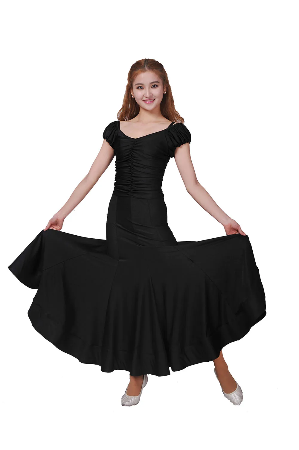 Girls Skirts for Dance Performance, Black Flowy Ballet Skirt with Stretchy  Waist Elegant Spin