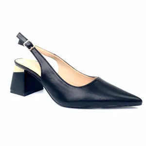 Custom Metal Buckle Pointed Head Designer Shoes Sandals for Women and Ladies Low Heel Shoes Luxury Grace  Femmes Fashion