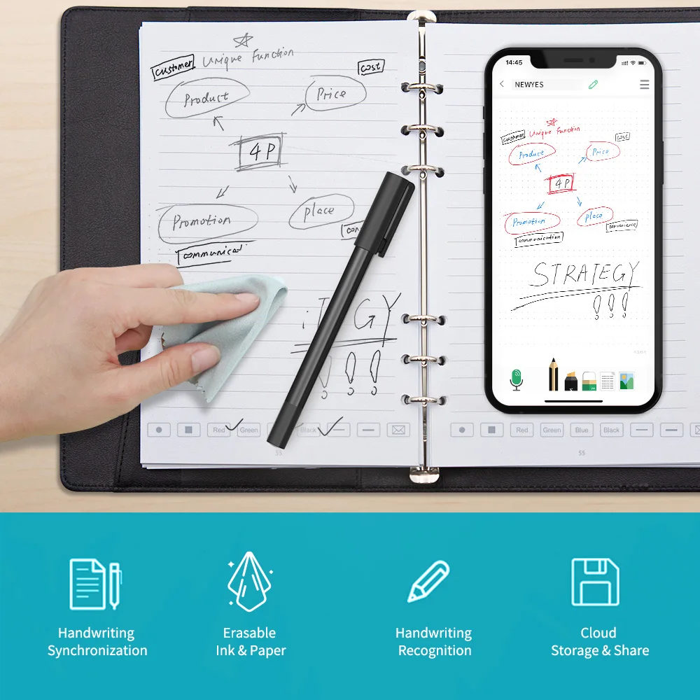 NEWYES Sync Pen Set - Erasable Smart Notebook Pen with Cloud