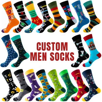 Custom socks men fashionable fashion new trendy dress crew funny crazy novelty colorful cotton socks