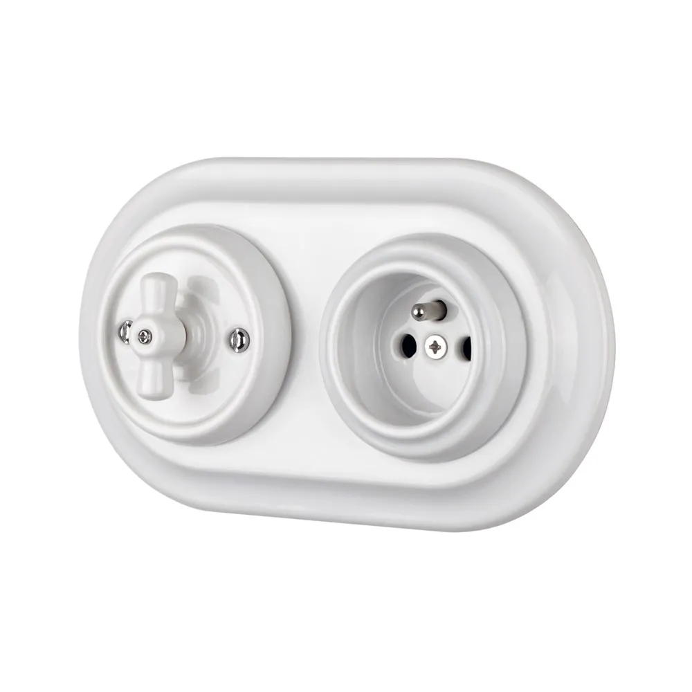 Customize OEM European Old Style White Ceramic Retro Rotary Switch Porcelain Vintage Electric Light Switch