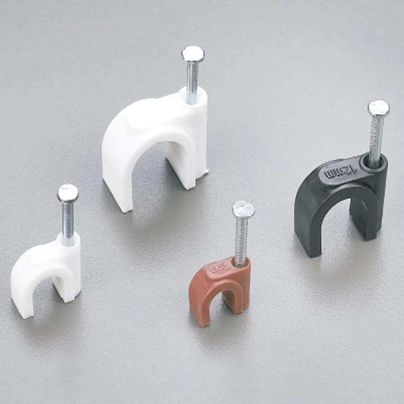 White Plastic Electric Circle Cable Clip with Nails