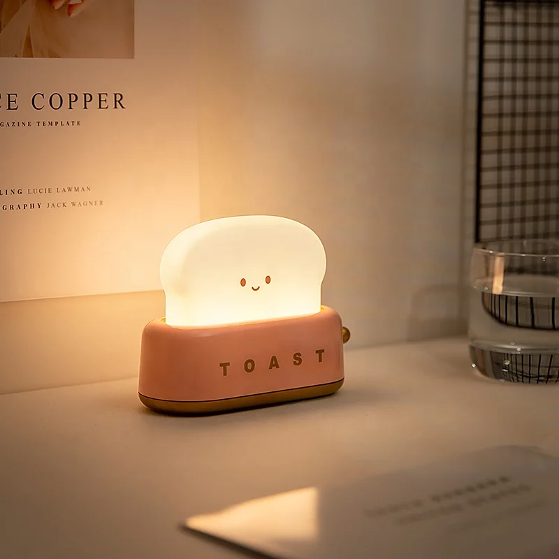 Portable Cute Bread Maker Led Table Lamp Gift USB Rechargeable Battery Bedroom Bedside Night Light