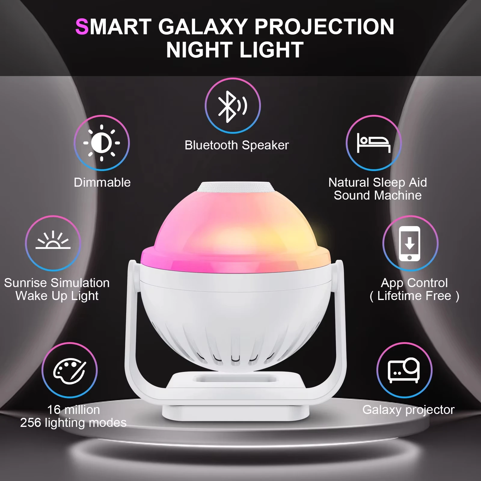 product dimmable smart app remote control star projector starry sky stage lights with music speaker led night light for kids gift-41