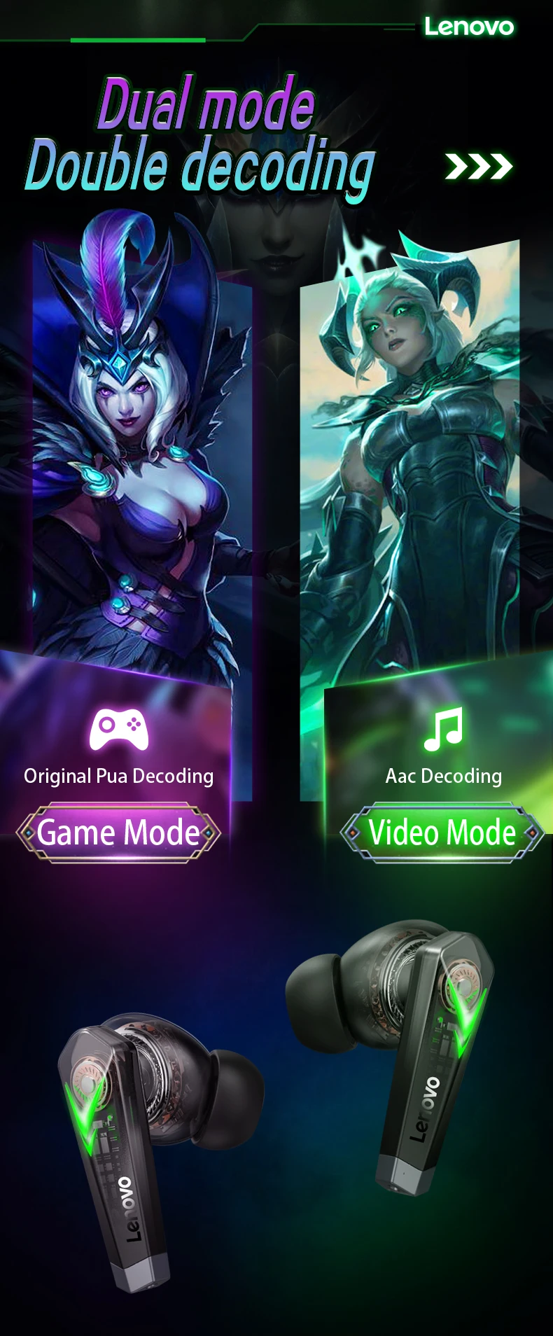 Fim Novos Fones De Ouvido Da Lenovo Lp6 Fone De Ouvido Sem Fio Bluetooth  V5.0 Jogo De Verdade Esports Comer Frango Vida Extra Longa Toque Em Stock ~  Fones De Ouvido \u0026