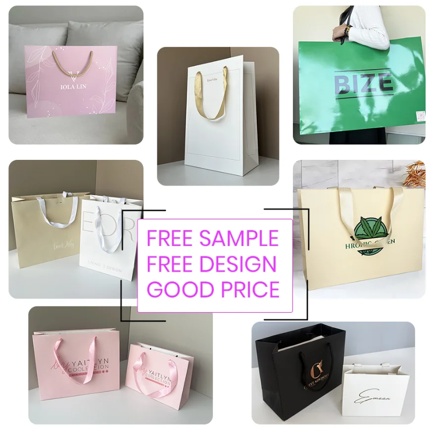 OEM Custom With Your Own Logo Print Printing Luxury Boutique Small Gift Shopping Jewellery Jewelry Packaging Paper Bag