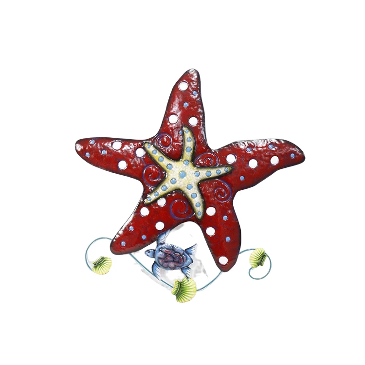 beach iron metal art sea starfish charm star wall Red