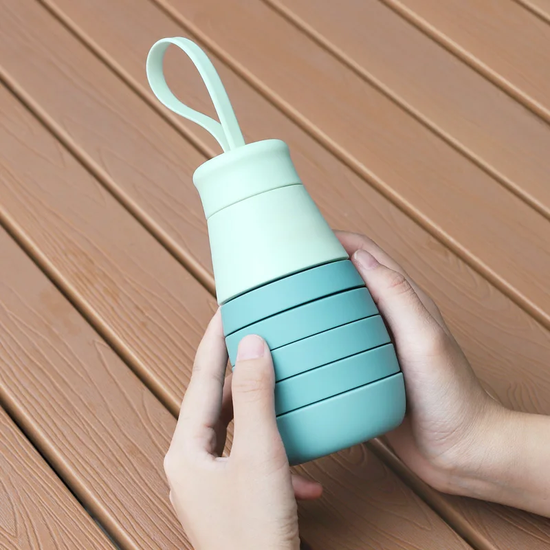 Горячий продавать BPA бесплатно герметичные портативный многоразовый термоконтейнер 500 мл Путешествия Туризм Кемпинг спорта на открытом воздухе Складная Силиконовая бутылка для воды