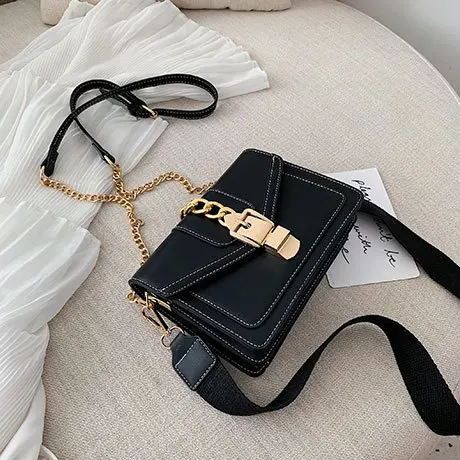 Korean Style Fashion Shoulder Bag Ladies Handbags And Purses Chain Strap  Crossbody Bags For Women Solid Pu Leather Cross Body