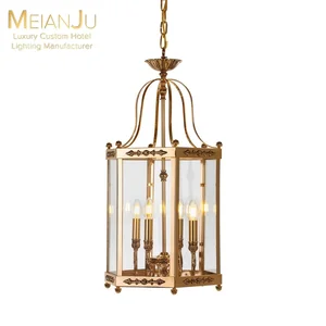 Sophisticated Minimalist Style Rustic American Outdoor Copper Alloy Hanging Ceiling Chandelier for Hotels for Patio