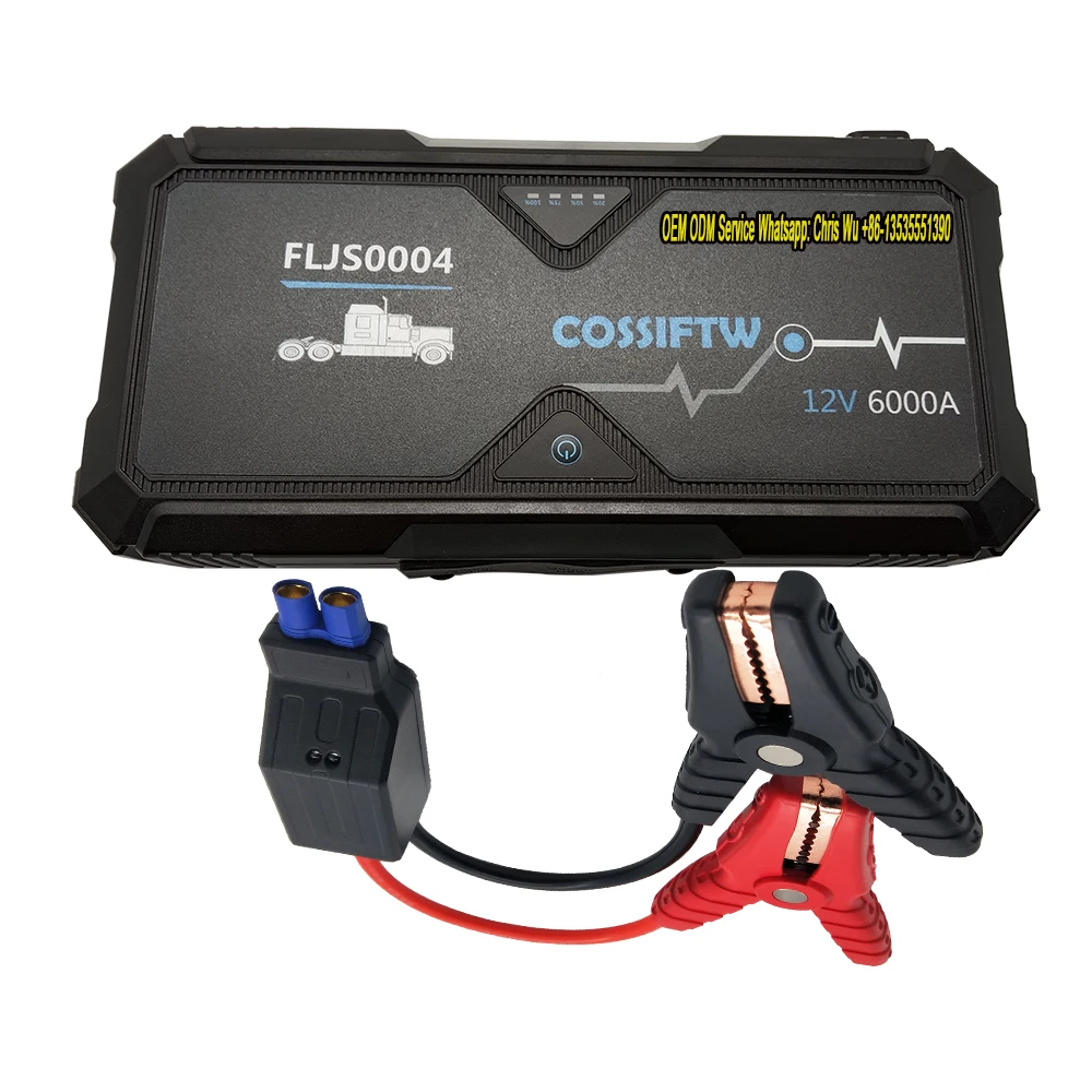VoltSurge Démarreur De Voiture Portable 6000A - Batterie 12V Avec LED, USB QC 3.0 Pour Essence Et Diesel Jusqu'à 10L