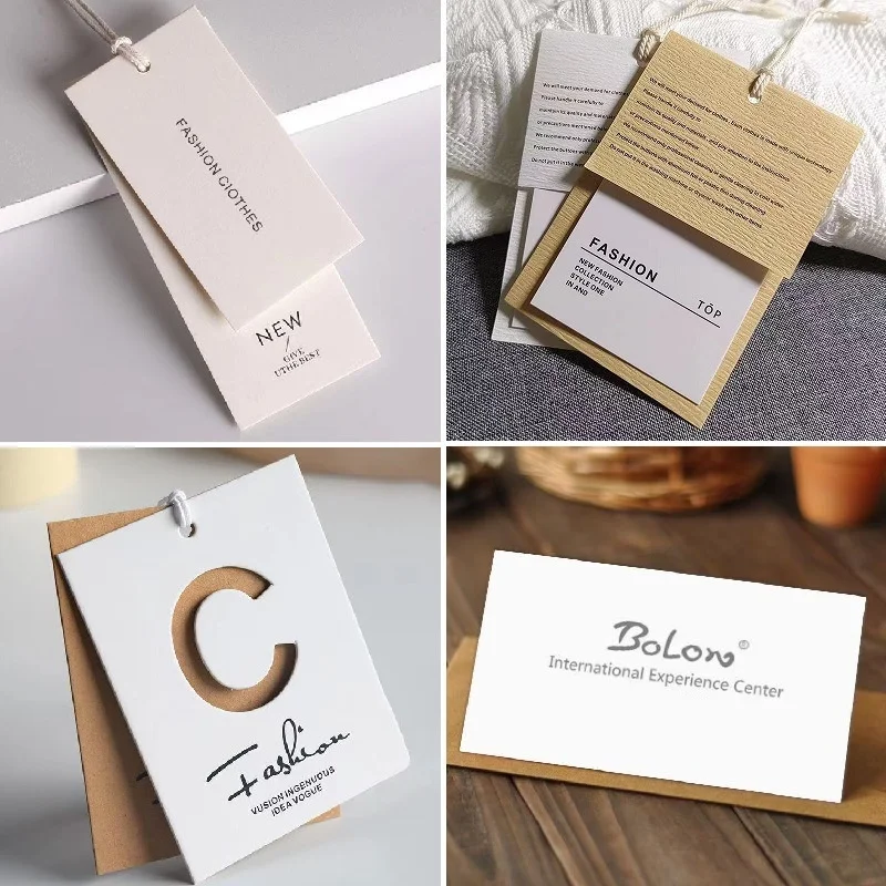 Custom Printed and Designed Paper Cards Hang Tags for Clothing Brand High Quality Designs Hang Tags