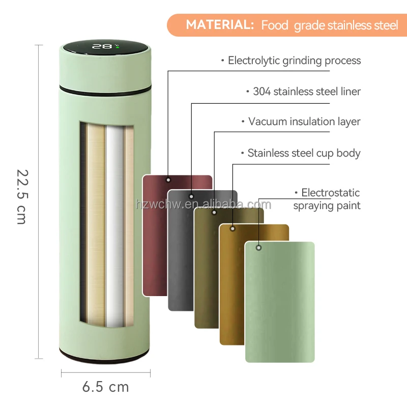 Sports Travel Smart Stainless Steel  Water Bottle with LED Temperature Display