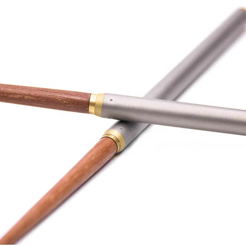 Reusable Foldable Personalized Chopsticks With Wood Tip Round Titanium Folding Collapsible Chopsticks