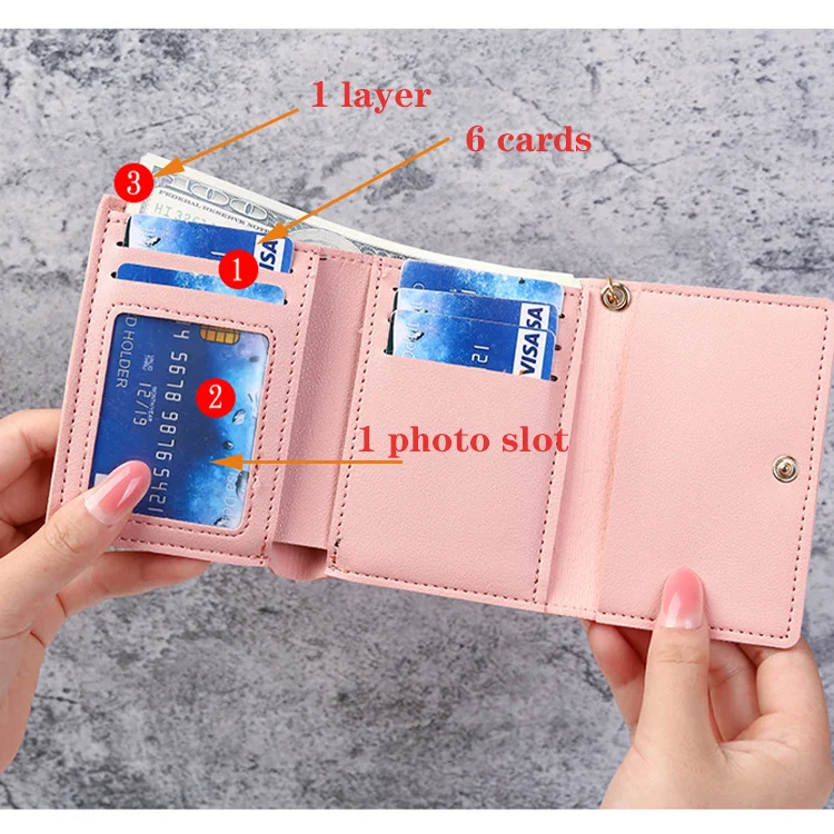 Женский короткий кошелек из искусственной кожи