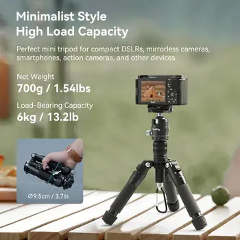 SmallRig VT-20 Aluminum Mini Tripod, 20" Desktop Tripod with 360 Ball Head, Compact Desktop Tripod for DSLR Camera Video detail image