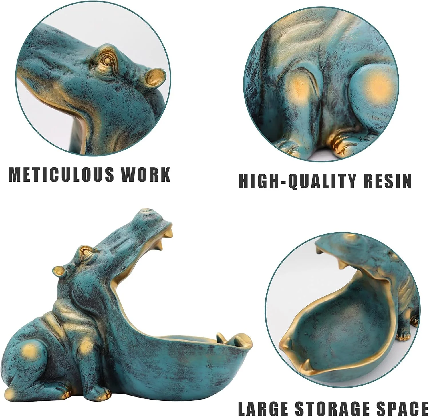 product resin figurine hippo big mouth key storage bowl for candy dish jewelry earrings holder498-6