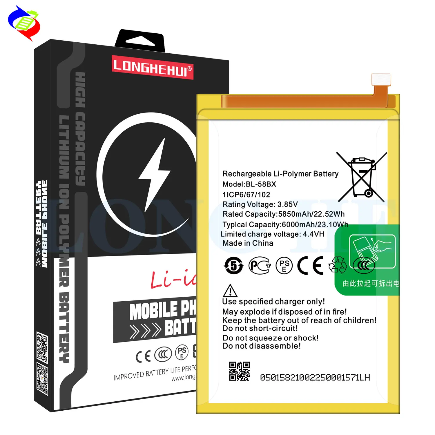 6000mAh BL-58BX X680 Mobile Phone Battery for Infinix Hot Play Battery