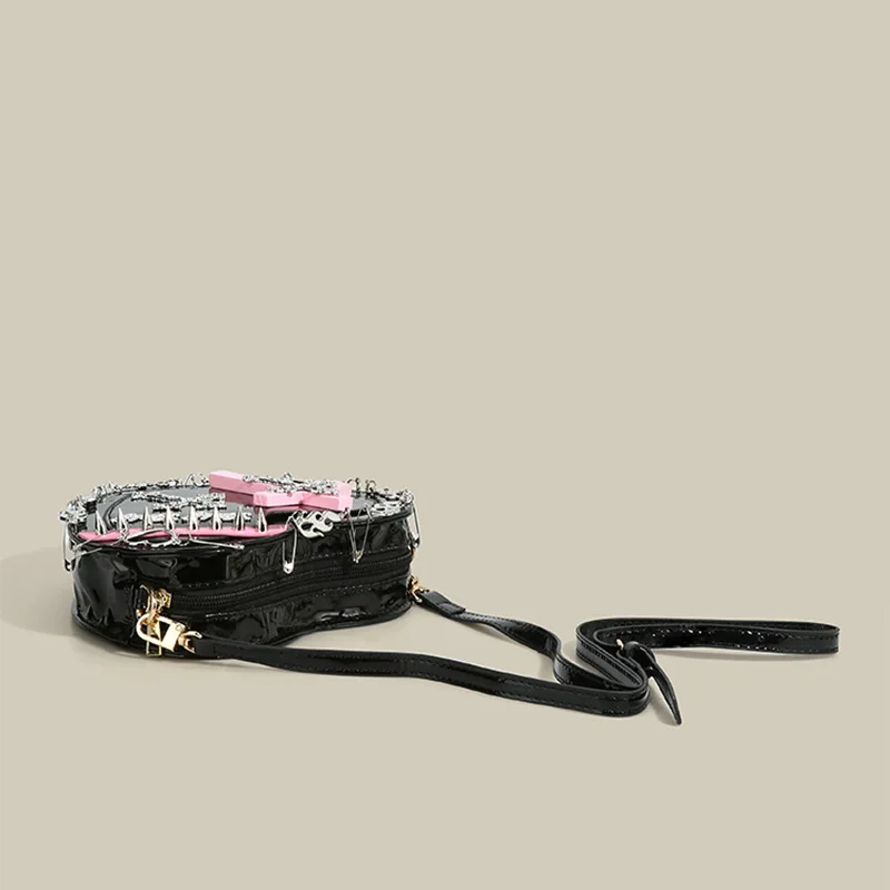 Gothic Style Women's Purse - Heart-Shaped Bag with Rivets