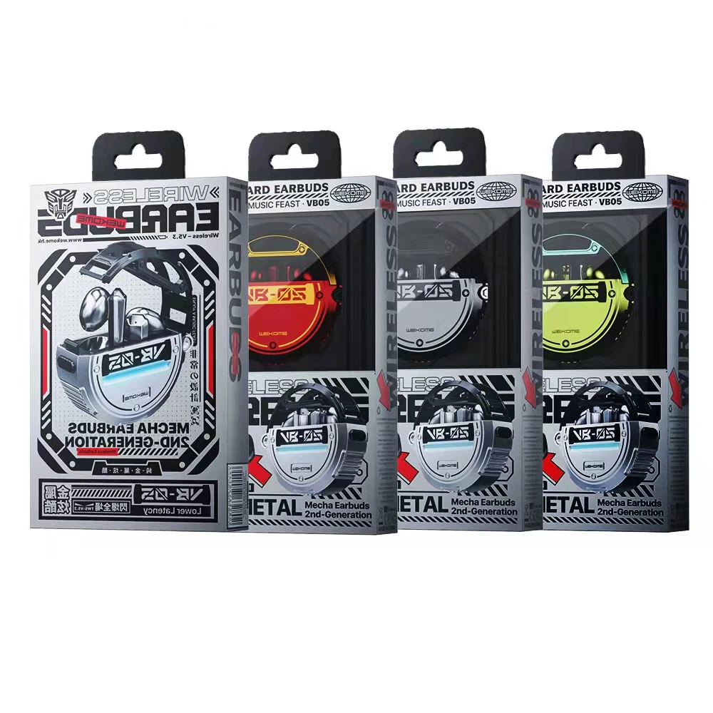 Беспроводные наушники-вкладыши с шумоподавлением и механическим дизайном Беспроводная игровая гарнитура роботом 3D стерео наушники
