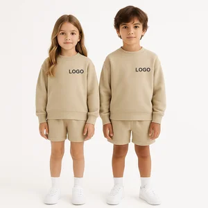 Custom Logo Kids Sweatshirt and Shorts Set 2-Piece Boys Girls Outfit Summer Tracksuit OEM/ODM Factory Wholesale