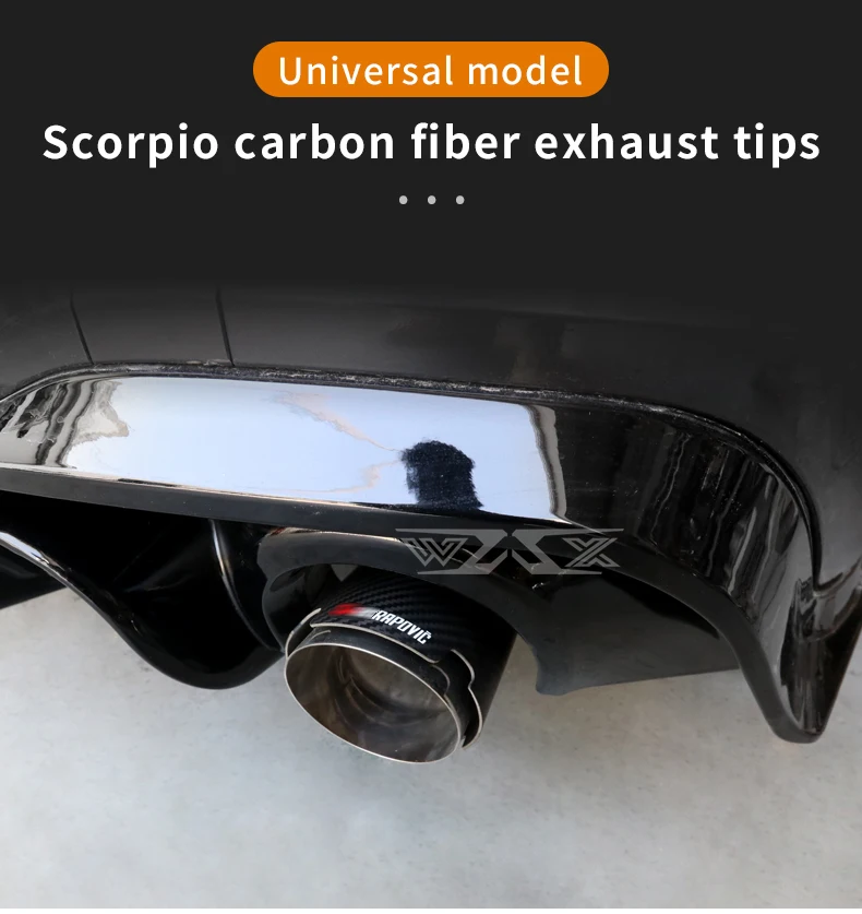 Matte Carbon Fiber Refit Single Outlet Straight Exhaust Tailpipe Car Muffler Exhaust Pipe Tail Tip Customized Logo Universal