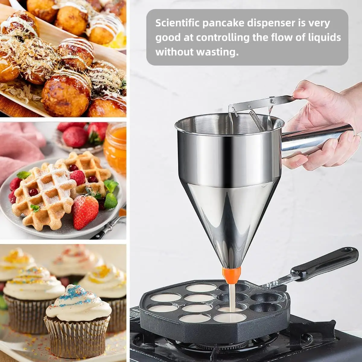 1pc Pancake Cupcake Batter Dispenser,Stainless steel batter