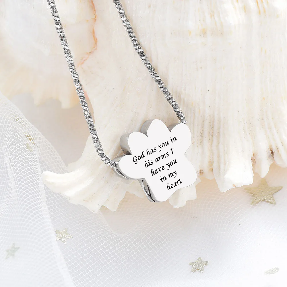 Cremation jewelry cat paw stainless steel urn necklace to commemorate pets / relatives seven styles of optional aluminum urns