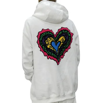 High quality hoodies embroidery 100% cotton white custom chenille patch hoodies