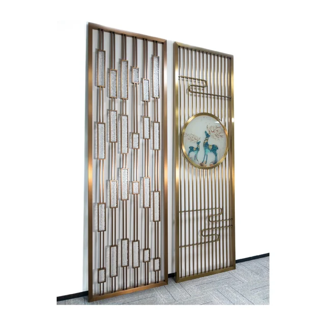 High Quality Champagne Gold Interior Partition Contemporary Room Dividers For 5 Star Hotel