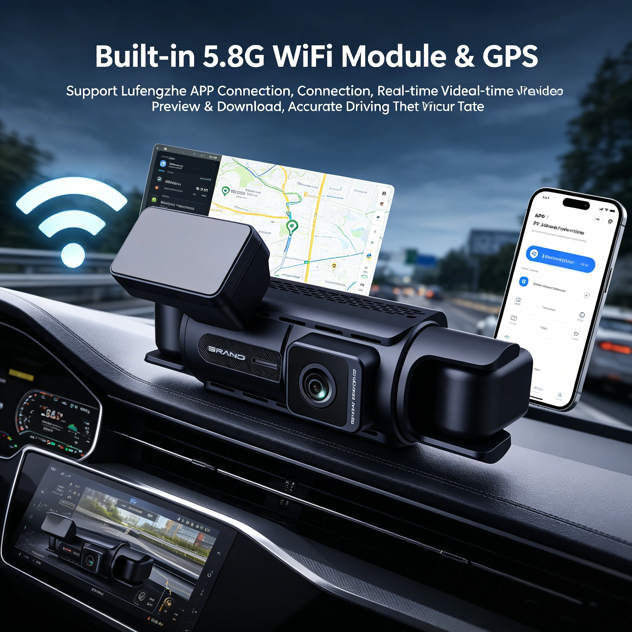 VS225 360° Panoramic 4 Channel Dash Cam Car DVR 4K UHD Front + 1080P Left/Right/Rear No Blind Spot Coverage Fit for Most Cars
