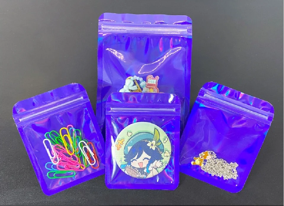 Translucent Colorful Bone Bag Rainbow Jewelry Packaging Bag Earrings Flash Sealed Pocket Color Laser Yin Yang Self Sealing Bag