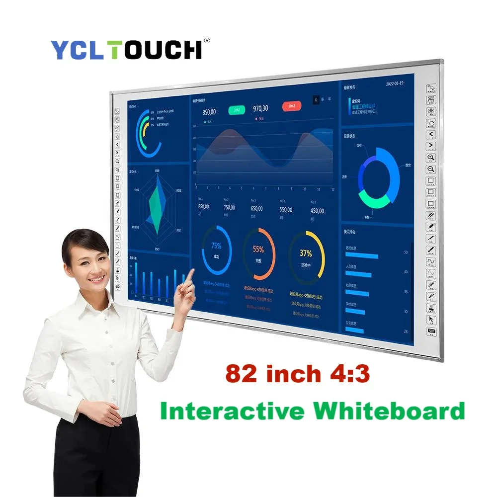 YCLTOUCH Infrared Touch Technology 82 Inch Smart Board USB Free Drive Write Smoothly 20 Points Interactive Whiteboard