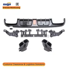 GUGO High Stainless Rear Diffuser Exhaust Tips for 2015-2018 W205 C205 C-CLASS Four Doors Sports Upgrade Barbos Model Plastic
