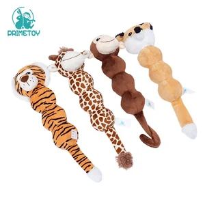 High Quality Tiger Giraffe Monkey Fox Plush Squeaky Chewing Dog Pet Toy for Pet