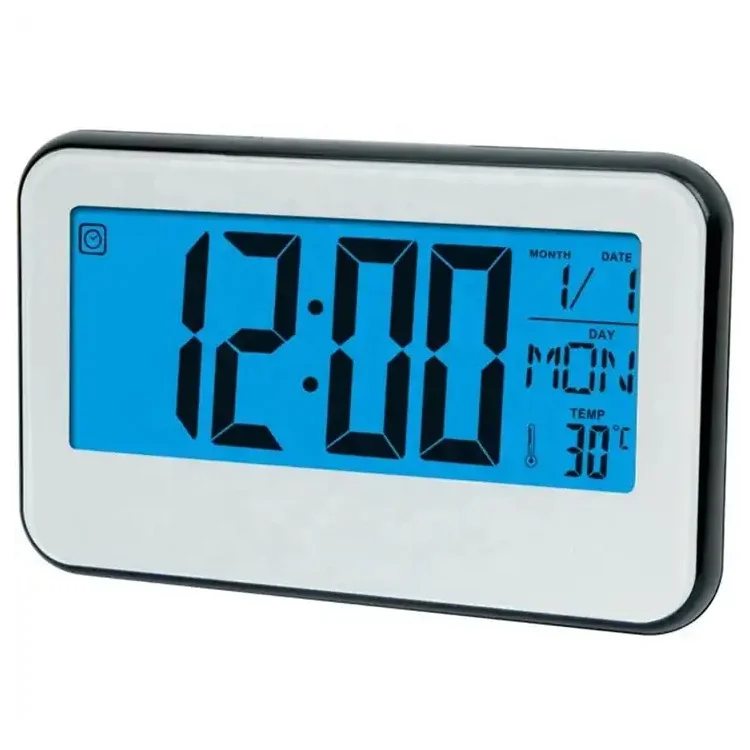 Voice Control Digital Clock Blue Backlight Time Temperature Week Date Timer Multi-function HD Large Screen Alarm Clock for Home