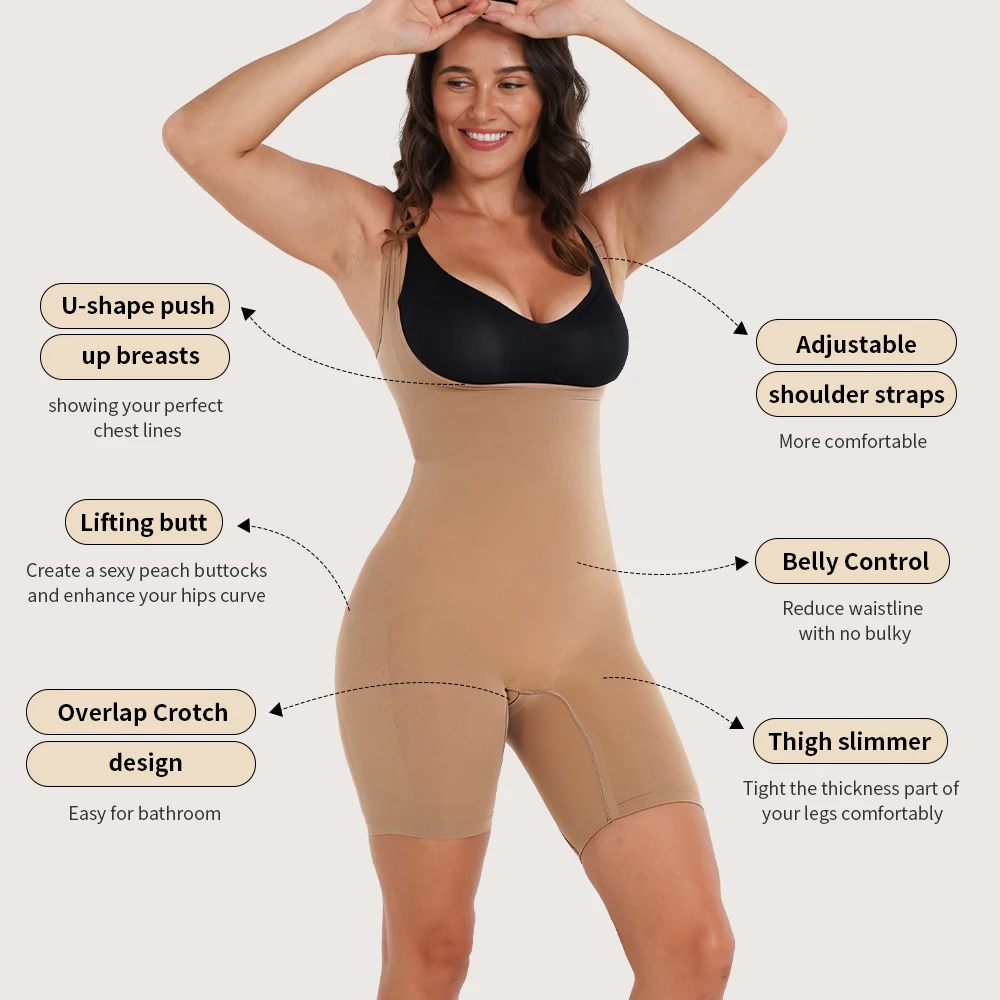 SSHAPER Compression Slimming Plus Size Crotchless Femme Mesh Shapewear Lingerie Women's Bodysuits