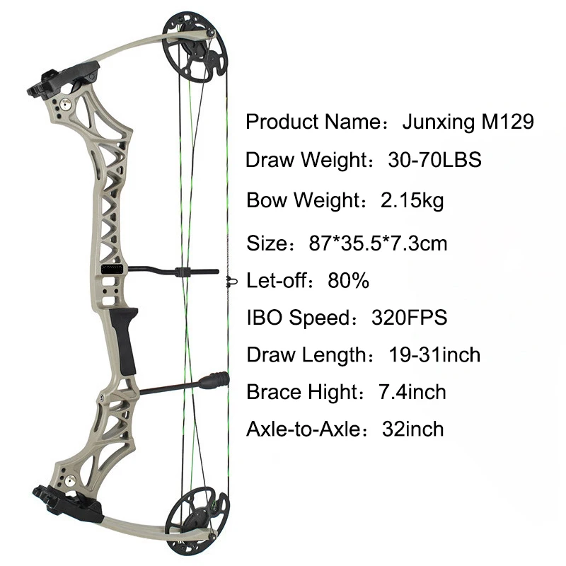 High Performance Slingshot Bow and Arrow Junxing M129 Compound Bow for Hunting