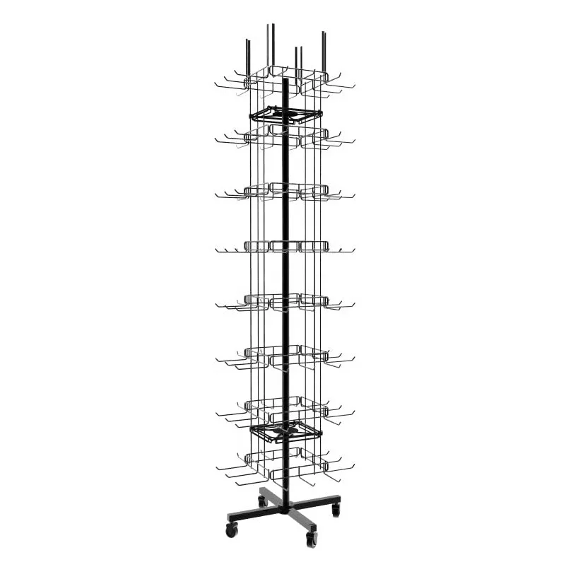 Rotating Keychain Display Rack Metal Movable Flooring Keychain Display Stand