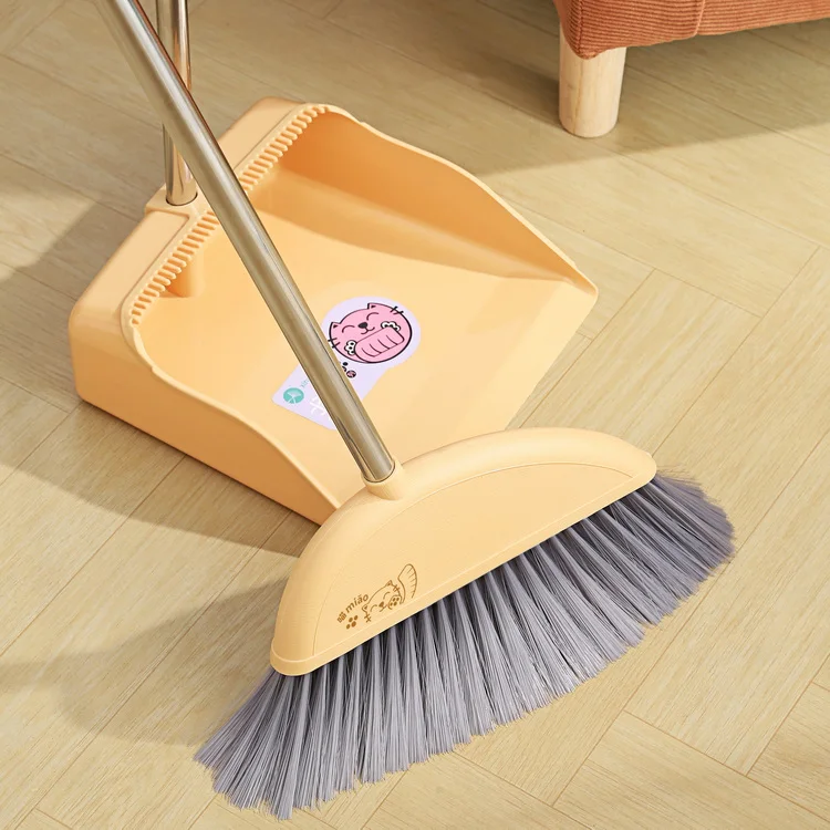 Upright Standing Dustpan Broom Set for Household Office Hotel Kitchen Lobby Floor Cleaning Stand Alone Dustpan and Broom