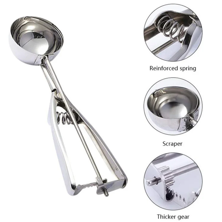 Dropship Large Ice Cream Scoop Stainless Steel Fruits Scoop Meat Baller  With Trigger Easy To Use Ice Cream Spoon Convenient Fast And Durable to  Sell Online at a Lower Price