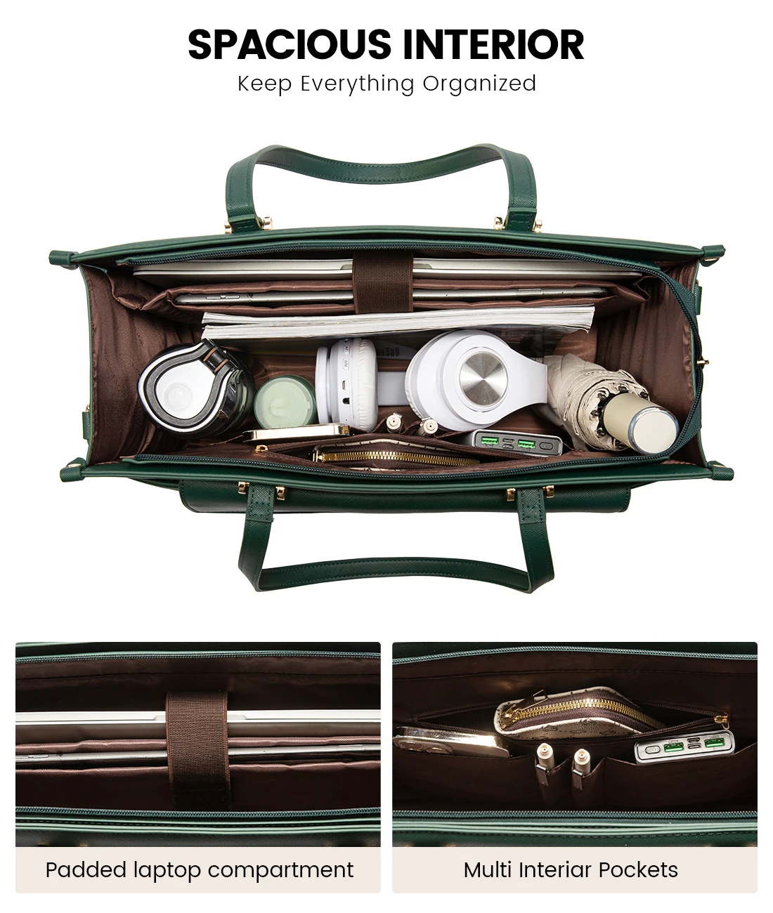 Waterproof PU Leather Laptop Handbag for Ladies