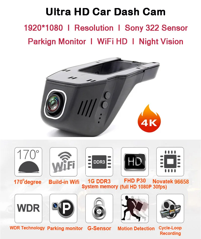 Buy Junsun WiFi Car DVR Camera Novatek 96655 IMX 322 Full HD 1080p