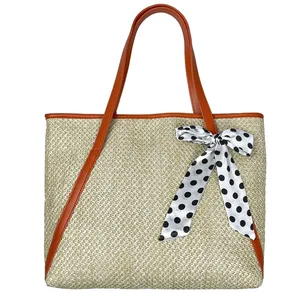 Large Capacity Women Shoulder Beach Summer Rattan Woven Tote Straw Bag