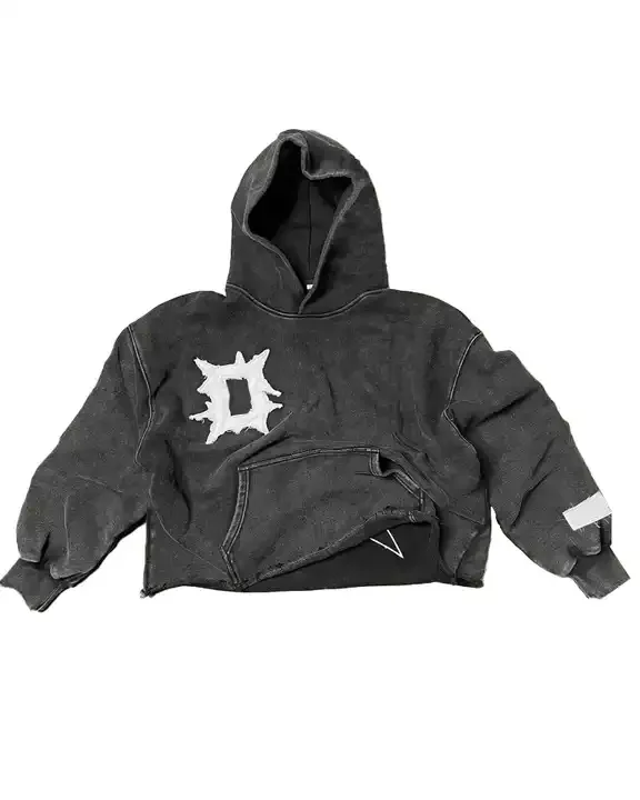 Wholesale Manufacturer Streetwear 100 Cotton Vintage Cropped Hoodie Custom Mens Distressed